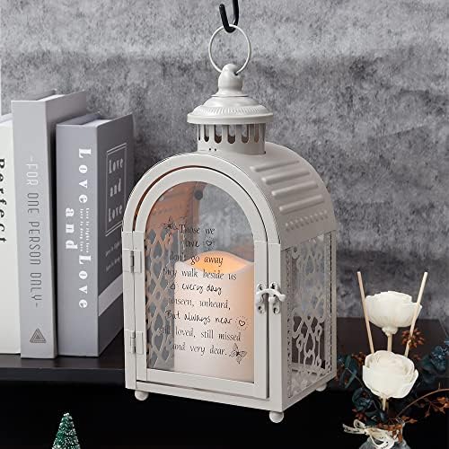 TRIROCKS Memorial Lantern 11'' High Walk Beside Us Remembrance Lantern With Automatic Timer LED Candle And Love Pattern Bereavement Sympathy Gifts For Funeral Memorial Service Loss of Loved One (Grey) - Image 4