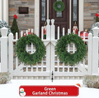 Christmas Wreaths Outdoor Realistic 24 Inch Large Artificial Winter Greenery Pine Cedar Wreaths for Windows Xmas Holiday Home Table Mantle Yard Staircase Wall Door Porch Hanging Decor Outdoor Indoor - Image 2