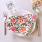 Floral Cloth Napkins Set of 12, Block Print Inspired 100% Cotton Dinner Napkins for Thanksgiving, Christmas & Fall Decor, Washable Reusable Wedding Table Linens, 18x18 Inch, Cream Floral - Image 5