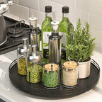 Oroyutor 13-Inch Oak Lazy Susan Spice Organizer, Black Finish by Oroyutor