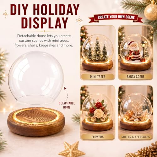 Funtery 2 Pcs 6 Inch Christmas Glass Display Dome Cloche Glass Globe - Image 5