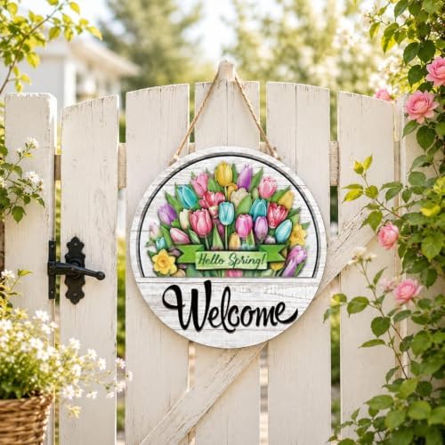 16 Pcs Interchangeable Welcome Sign for Front Door, Wood Hanging Decor - Image 5