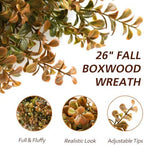 26" Fall Boxwood Wreath for Front Door - Thanksgiving Outdoor Home Decor - Image 3
