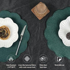 AHHFSMEI Round Faux Linen Placemats Set of 8 Heat Resistant Non-Slip Stain Proof Table Mats for Kitchen Dining Elegant Decor Place Mats (Forest Green,8) - Image 3