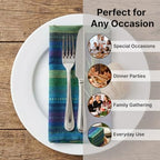 LFH Home Cotton Rich Cloth Salsa Napkin Set of 12 Washable Soft Durable Striped Table Napkins for Dining Wedding Daily Use Reusable Eco-Friendly Fabric Napkins for Elegant Settings(18x18)-Violet Multi - Image 4