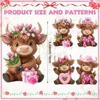 Simgoing 4 Pack Gifts for Mom Highland Cow Figurines Pink Highland Cow Statue Home Decor Love Mom Cattle Statues for Mother's Birthday Home Tabletop Centerpieces Garden Decor Calf Lovers Gifts - Image 2