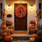 Large Artificial Magnolia Leaves Fall Wreath for Front Door Outside Decor - Image 4