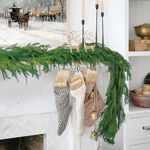 Hananona 2Pcs 6FT Christmas Garlands, Real Touch Norfolk Pine Garland - Image 4