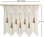 Youngeast Large Macrame Wall Hanging Boho Woven Tapestry Bohemian Macrame Wall Decor Handmade Tassel Tapestry Home Decoration for Bedroom Living Room 39"X31" (Wood Dowels Not Included) (Beige) - Image 5