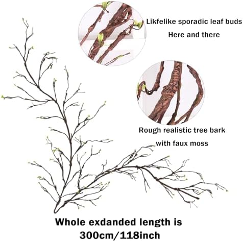 118" Fake Tree Willow Leaves Branches Twig Garland Hanging Decor - Image 3