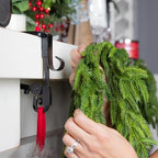 [Fireplace Stocking and Garland Hanger] - Patented Mantle Holder Has Two Hooks - Hold Christmas Stocking and Hang Garland - Durable Wrought Iron - Padded Contact Points (3 Pack - Black) - Image 6