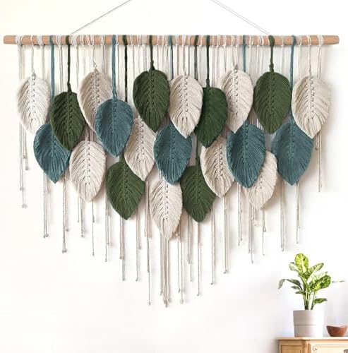 Macrame Wall Hanging Large Boho Home Decor Modern Bohemian Leaves Tapestry by KHOYIME