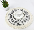 Fennco Styles Boho Geometric Fringe Decorative Cotton Placemats 13-inch Round, Set of 4 - Grey Heat Resistant Insulation Table Mats for Home Decor, Dining Table, Banquets and Special Events - Image 5