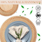 4 Pack Woven Round Rattan Chargers 13 Inch, Natural - Image 5