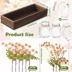 Suncalla 3 Pcs Khaki Fake Kiku Flowers Mason Jar Table Centerpiece - Image 2