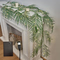 LITBLOOM Lighted Palm Garland with Timer 6FT 120 LED Fairy Lights, Greenery Garland Battery Operated or USB Plug in for Summer Fireplace Mantle Decoration Inside by LITBLOOM