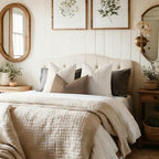 YCOLL Farmhouse Euro Sham Pillow Covers 24x24, Modern Throw Pillow Covers Set of 2, Khaki and Beige Striped Patchwork Linen Decorative Pillows Cushion Covers for Bed Sofa Couch Living Room Home Decor - Image 5