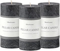 3x6 Inch Black Pillar Candles Set of 3 - Hand-Poured Unscented Candles, Long Clean Burning, Large Big Candle, Smokeless Dripless Candle for Dinner Table, Wedding, Home, Bathroom, Gothic Decor by MiraScents