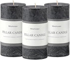3x6 Inch Black Pillar Candles Set of 3 - Hand-Poured Unscented Candles, Long Clean Burning, Large Big Candle, Smokeless Dripless Candle for Dinner Table, Wedding, Home, Bathroom, Gothic Decor by MiraScents