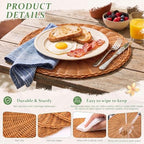 12 Pcs Round Rattan Placemats,Boho Charger Plates for Dining Table - Image 4
