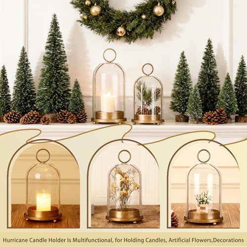 Metal Candle Holder Handmade Glass,Brass Dome Hurricane Glass Candle Holder - Image 6