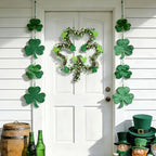 St Patricks Day Wreaths for Front Door, Artificial Shamrock Wreath Wood Lucky Clover Door Decorations with Green Berries for Spring Wall Mantel Window Home Party Decor - Image 5