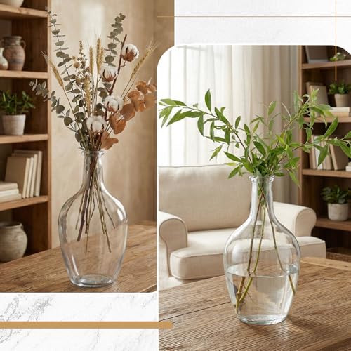 3 Pcs Rustic Country Tabletop Centerpieces, Boho Clear Tall Glass Vases Decor Wooden Serving Tray Wood Bead Garland with Tassels for Wedding Living Room Home Table Holder(Brown) - Image 5