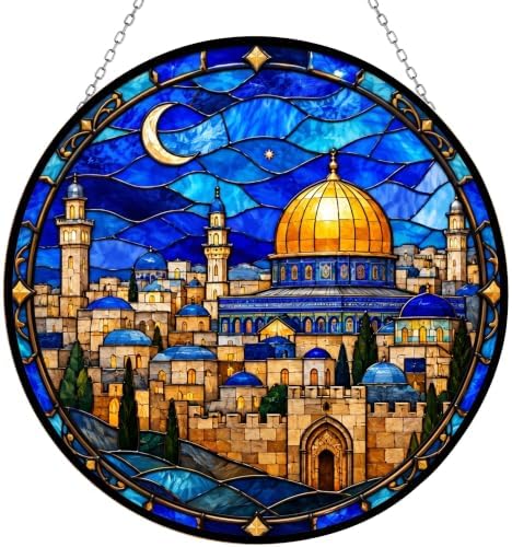 Jerusalem Challah Stained Glass Window Hanging 9.8" by HYPESTYLE
