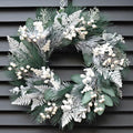 Winter Wreaths for Front Door 24 Inch Artificial Christmas Wreath Decorated with White Berries,Outdoor Winter Door Wreath Green Eucalyptus Wreath for Farmhouse Home Porch Wall by ArcadiaArt