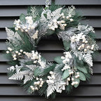 Winter Wreaths for Front Door 24 Inch Artificial Christmas Wreath Decorated with White Berries,Outdoor Winter Door Wreath Green Eucalyptus Wreath for Farmhouse Home Porch Wall by ArcadiaArt