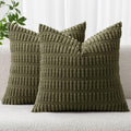 MIULEE Euro Sham Corduroy Decorative Throw Pillow Covers 24x24 Olive Green by MIULEE