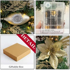 WANNA-CUL Pre-Lit 6 Feet/72 Inch Christmas Garland for Front Door with Lights Champagne Gold Christmas Mantel Garland Decoration with Ball Ornaments, Poinsettia Flowers,Ribbon,Battery Operated 30 LED - Image 5