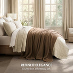EVERGRACEHOME Chunky Chenille Knit Throw Blanket, 108x92, Camel Brown - Image 4