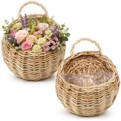 Toddmomy 2 Pack Woven Wicker Hanging Basket 9 Inch Wall Planter by Toddmomy