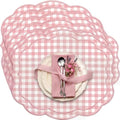 Breling 6 Set Gingham Placemat 17" x 13" Cotton Linen Placemat, Pink by Breling