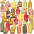 30 Pcs Amber Glass Bud Vases Bulk, Vintage Small Flower Vase Set by SUJUN