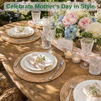 13.8'' Round Woven Placemats Set of 6, Boho Wicker Chargers, Terrekraft - Image 3