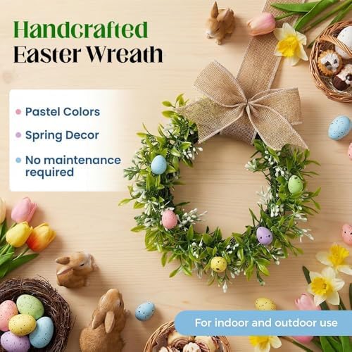 9'' Easter Wreaths for Front Door, 2026 Upgraded Small Easter Wreath, Easter Wreath for Kitchen Cabinets Window, Mini Spring Artificial Spring -Green Decor for Home, Farmhouse (4PCS) - Image 3