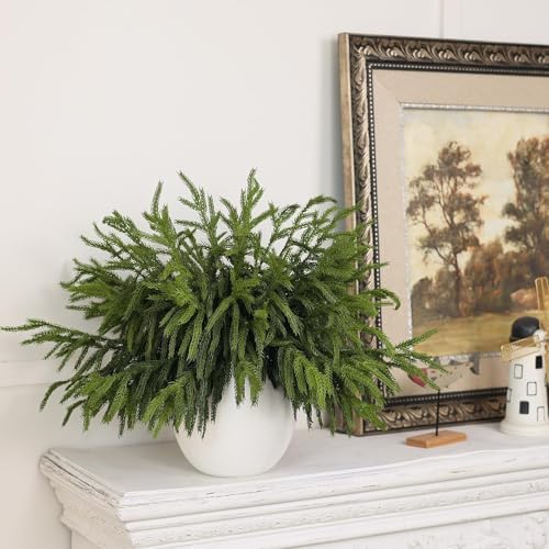 80Pcs 18"Lifelike Touch Artificial Christmas Norfolk Pine Branches for Vase - Image 5