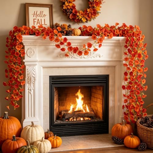 GTIDEA 36FT Fall Flower Garlands Morning Glory Vines for Autumn Mantel 6Pcs - Image 3