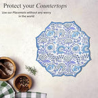 CPC Indigo Blue Block Print Cotton Floral Placemat 15x15 Inch, Set of 4 - Image 6