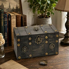 TeamSky Vintage Gray Wooden Storage Box with Lock, Jewelry Chest - Image 4