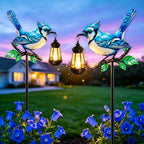 2 Pack Bule Jay Solar Lights Outdoor 31.5in Bule Bird Decor Garden Stakes by MRHEPHAESTUS