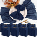 100 Pieces Cloth Napkins Navy Blue Dinner Cheesecloth Napkins for Wedding,Wrinkled Cloth Napkins Bulk for Home Party Rustic Table Decoration, 17 x 17 Inch by Teruntrue