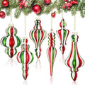 Soaoo 6 Pcs 6.3 in Red and Green Mercury Glass Finial Christmas Ornaments by Soaoo