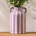 Ceramic Flower Vase with Handles, Modern Purple Striped Decorative Vase for Home Decor, 9.1" Art Floral Tall Flower Vases for Living Room & Kitchen, Mantel & Bookshelf, Centerpieces, Entryway by SUREYUESI