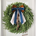 Christmas Decor, 22" Norfolk Pine Christmas Wreath with Bells and Ribbon by Zesua