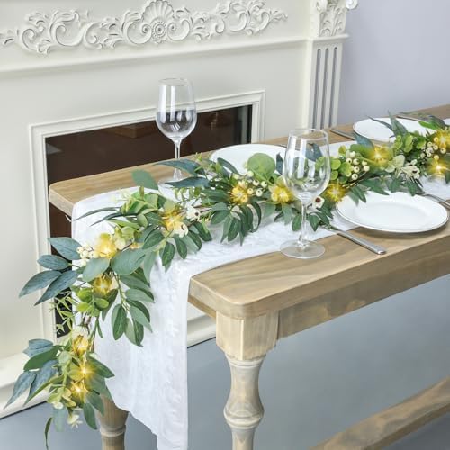 Artgar Eucalyptus Garland with Lights - 6 Ft Greenery Garland Spring/Summer - Image 4