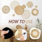 Glenmal 13 Pcs Boho Wall Basket Decor Set Woven Rattan Seagrass,Plain - Image 4