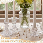 Mumufy 12-piece Clear Glass Candle Holders with Flameless Taper Candles - Image 2